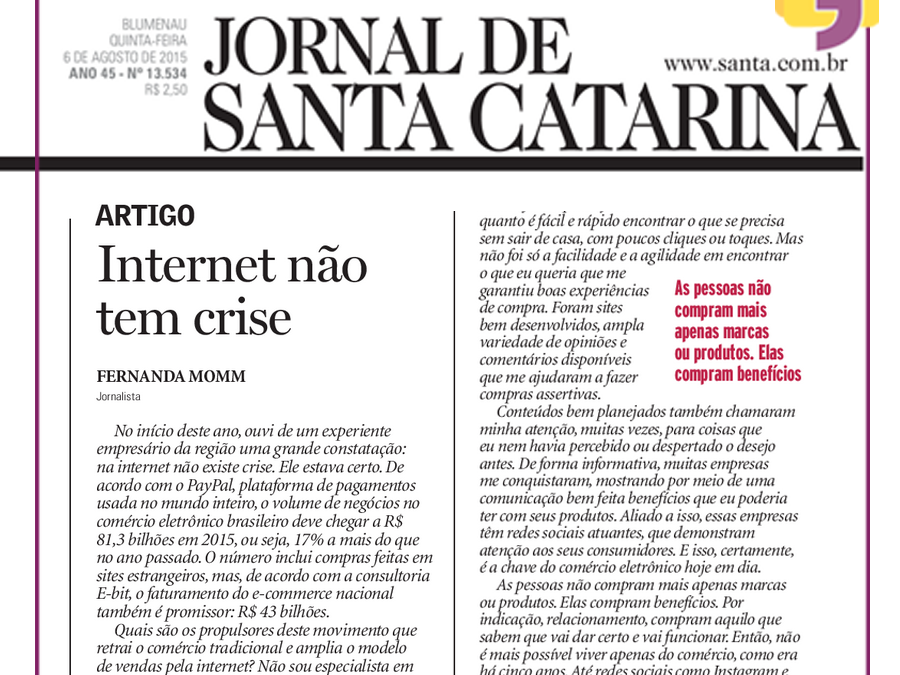 Artigo: Internet não tem crise