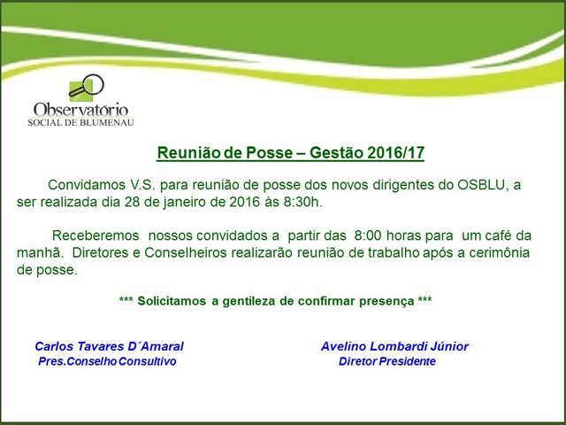 OSBLU realiza primeira reunião de 2016