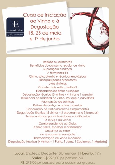 Curso de Iniciação ao Vinho e à Degustação começa nesta quarta-feira