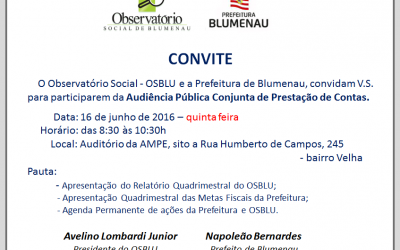 Osblu e Prefeitura Municipal promovem audiência pública para prestação de contas