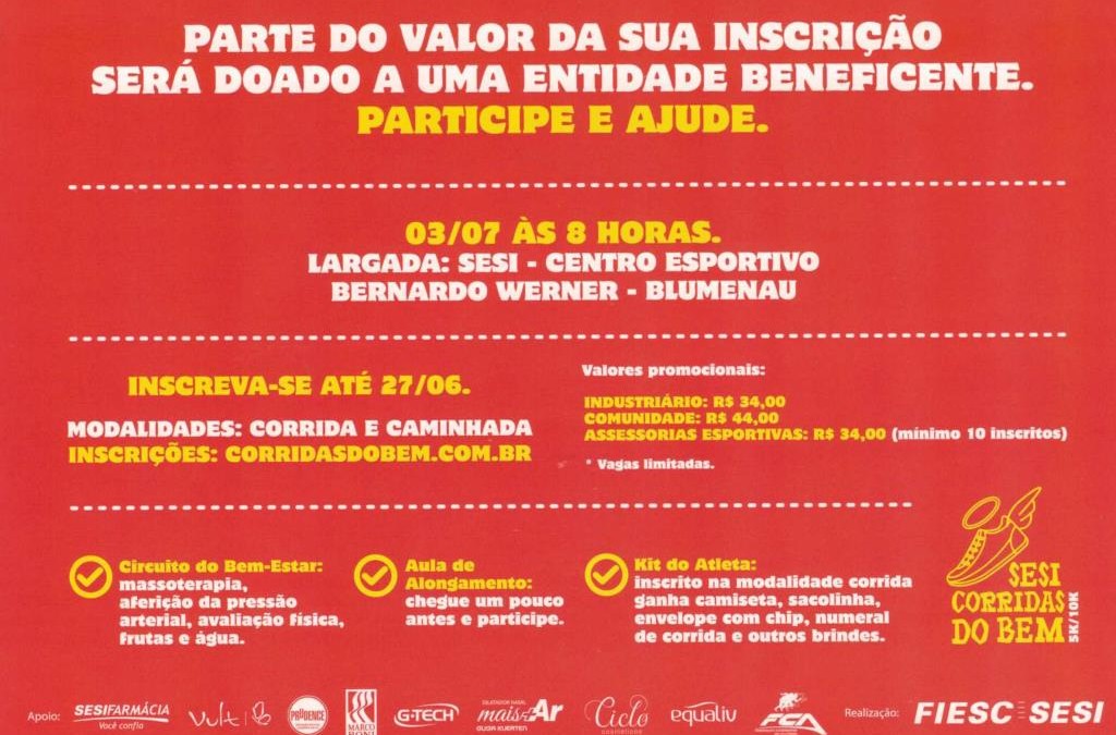 SESI promove Corrida do Bem em Blumenau