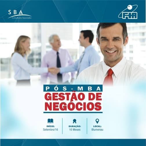 Em parceria com a FIA, SBA oferece o primeiro programa de Pós-MBA em Gestão de Negócios em Blumenau