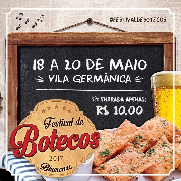 6º Festival de Botecos movimenta Blumenau em maio Comida, bebida e música boa vão tomar conta da cidade entre os dias 18 e 20