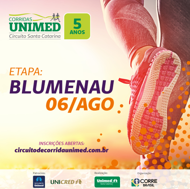 Abertas as inscrições para a etapa Blumenau do Circuito de Corridas Unimed