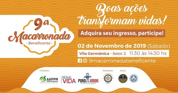 Já estão à venda os convites para a 9ª Macarronada Beneficente