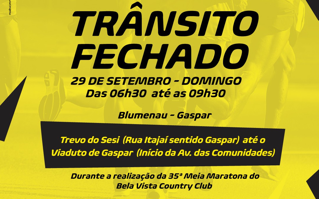 35ª Meia Maratona do Bela Vista Country Club altera trânsito em Blumenau e Gaspar na próxima semana