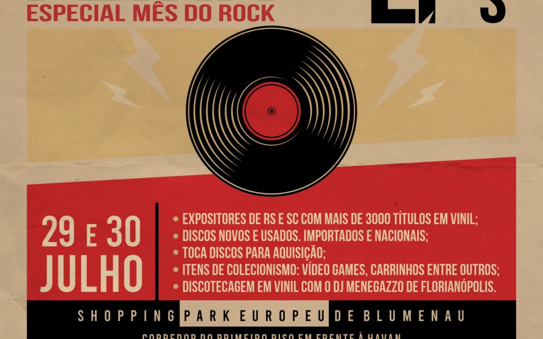 Shopping de Blumenau recebe Feira de Vinil Especial do Mês do Rock